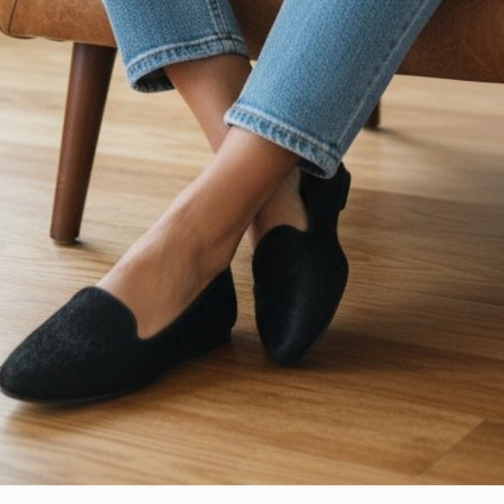Birdies Black Velvet Slip-Ons Size 6